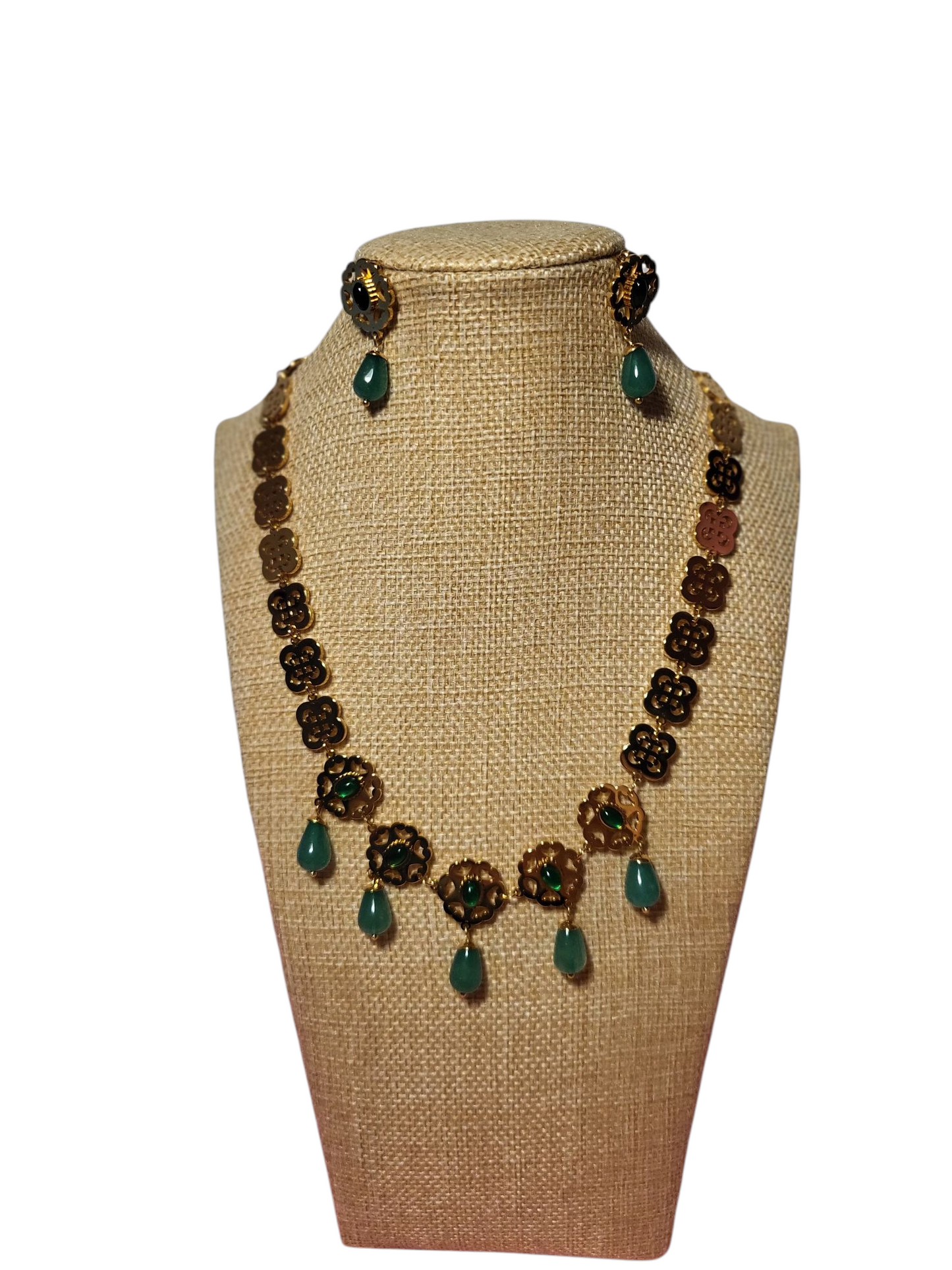 Parure pendentif vert toop