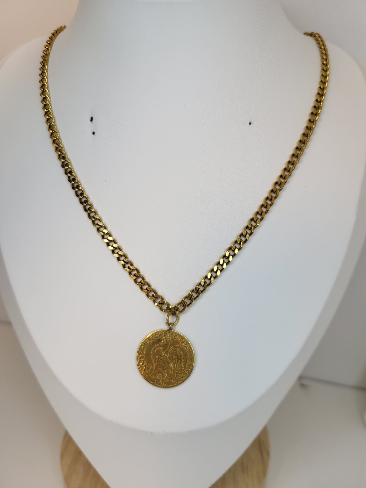 Collier avec 1pc vrai louise double face