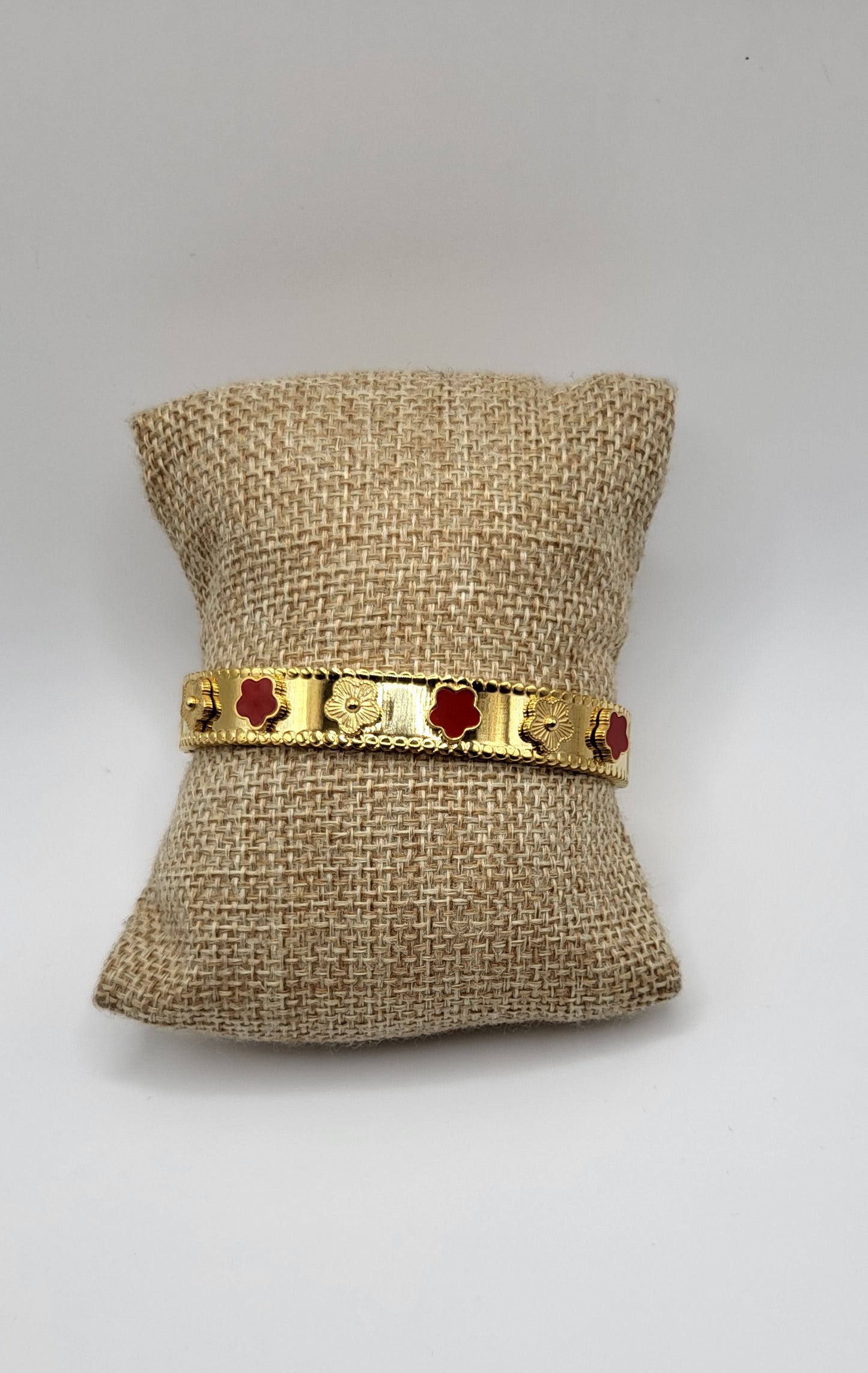 bracelet Van Cleef grand rouge doré taille 6