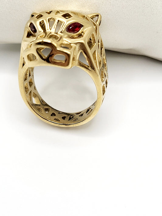 Bague Jaguar yeux rouge