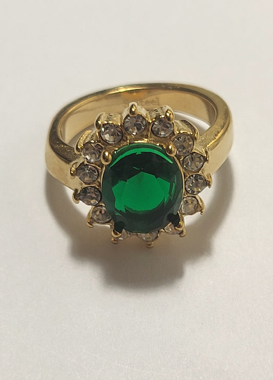 bague avec perle vert