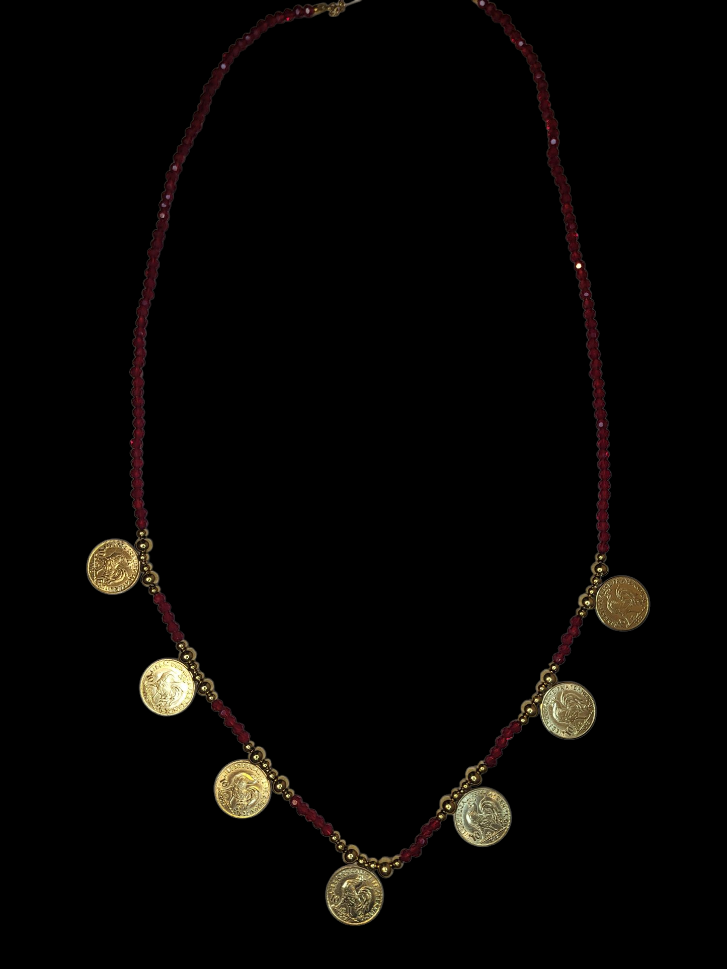 Sautoir rouge bordeaux/7 louise elhorre tooop