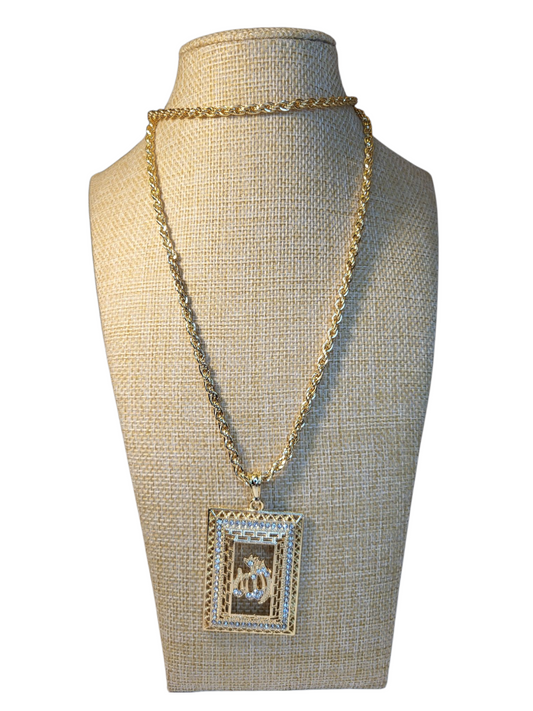 Collier sautoir long pendentif moshaf الله